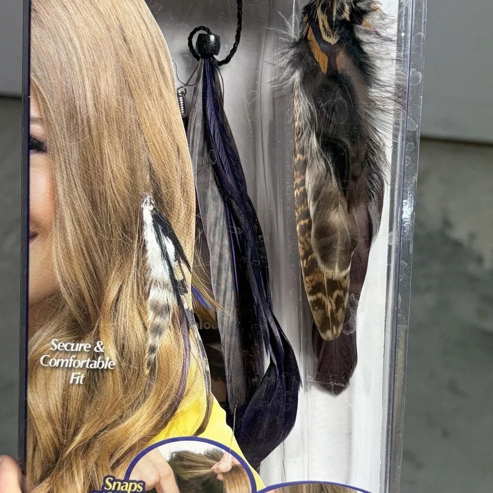 Snap On Feathers Instant Hair Extensions Y2K Seen On TV Real Purple Chestnut 2Pk